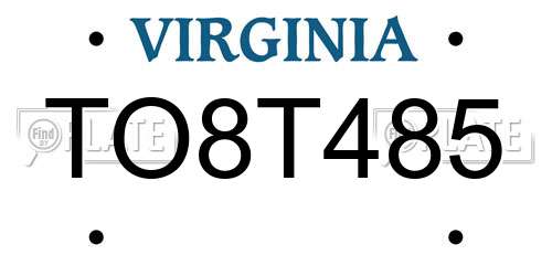 TO8T485 Virginia License Plate