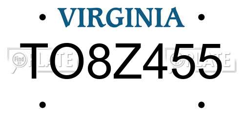 TO8Z455 Virginia License Plate