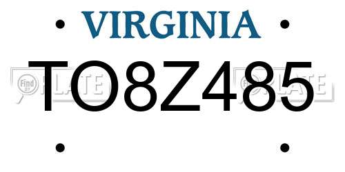 TO8Z485 Virginia License Plate