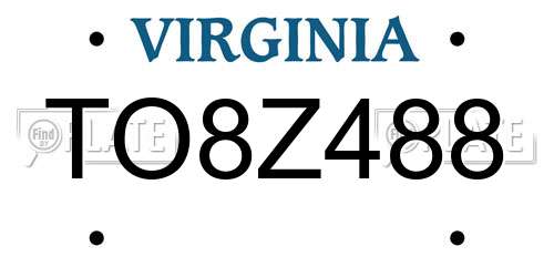 TO8Z488 Virginia License Plate
