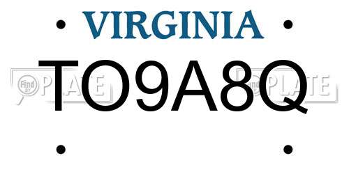 TO9A8Q Virginia License Plate
