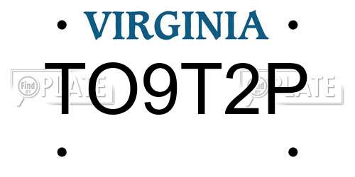 TO9T2P Virginia License Plate