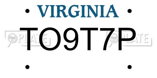 TO9T7P Virginia License Plate