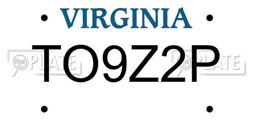TO9Z2P Virginia License Plate
