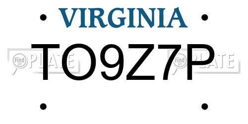 TO9Z7P Virginia License Plate