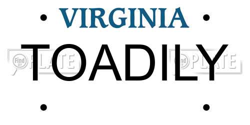 TOADILY Virginia License Plate
