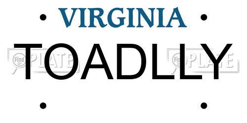 TOADLLY Virginia License Plate