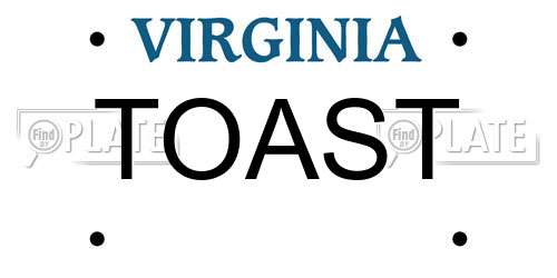TOAST Virginia License Plate