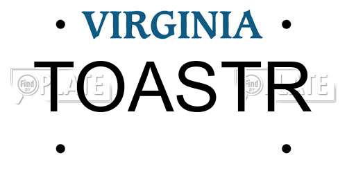 TOASTR Virginia License Plate