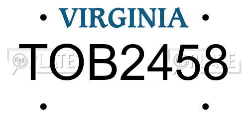 TOB2458 Virginia License Plate