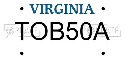 TOB50A Virginia License Plate