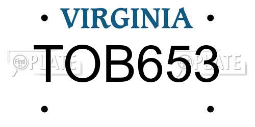 TOB653 Virginia License Plate