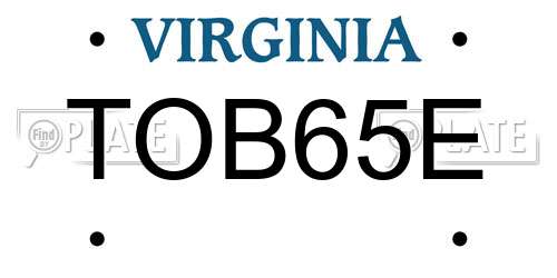 TOB65E Virginia License Plate