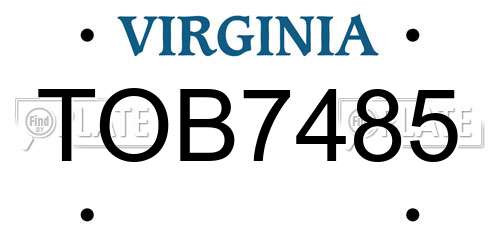 TOB7485 Virginia License Plate