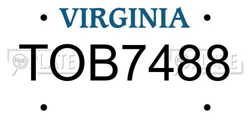 TOB7488 Virginia License Plate