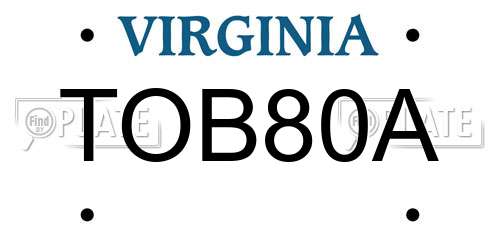 TOB80A Virginia License Plate