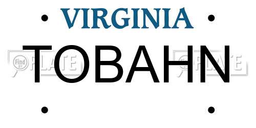 TOBAHN Virginia License Plate