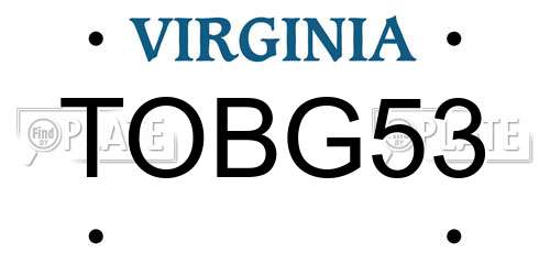 TOBG53 Virginia License Plate