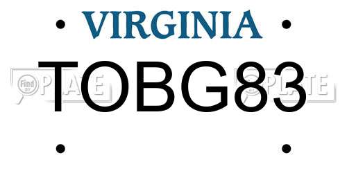 TOBG83 Virginia License Plate