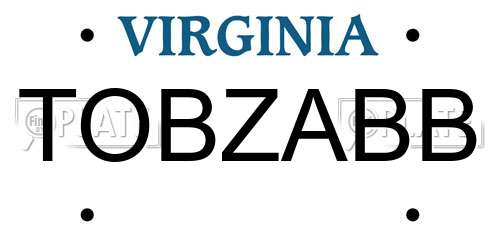 TOBZABB Virginia License Plate