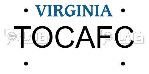 TOCAFC Virginia License Plate