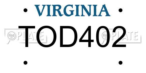 TOD402 Virginia License Plate