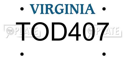 TOD407 Virginia License Plate