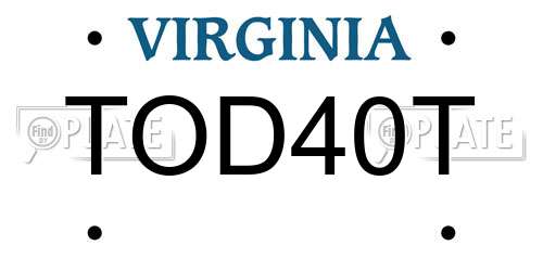 TOD40T Virginia License Plate