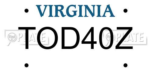 TOD40Z Virginia License Plate