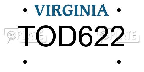 TOD622 Virginia License Plate