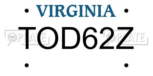TOD62Z Virginia License Plate