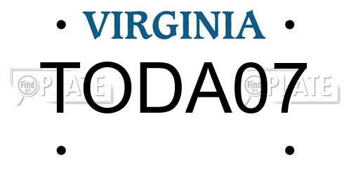 TODA07 Virginia License Plate