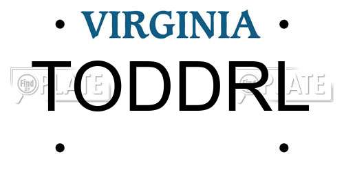 TODDRL Virginia License Plate