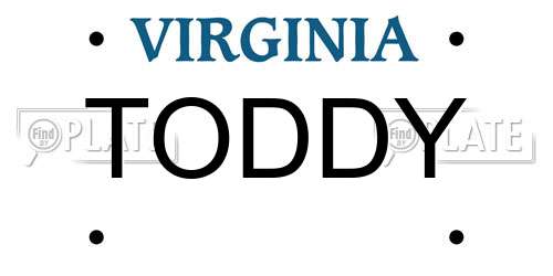 TODDY Virginia License Plate