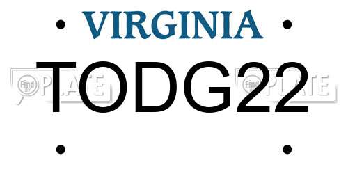 TODG22 Virginia License Plate
