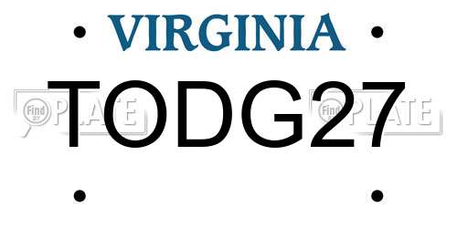 TODG27 Virginia License Plate