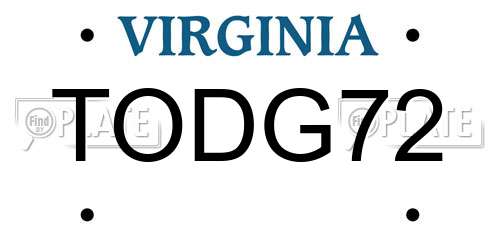 TODG72 Virginia License Plate