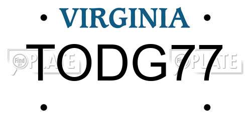 TODG77 Virginia License Plate