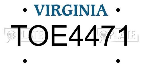 TOE4471 Virginia License Plate
