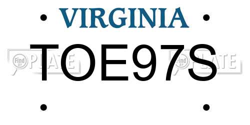 TOE97S Virginia License Plate