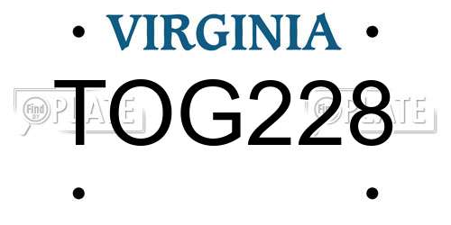 TOG228 Virginia License Plate