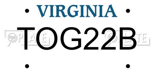 TOG22B Virginia License Plate