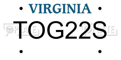 TOG22S Virginia License Plate