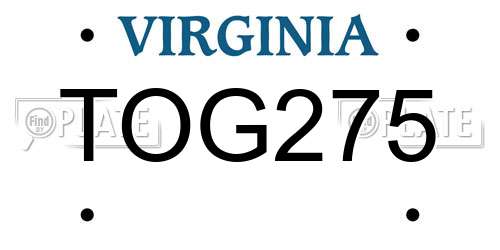 TOG275 Virginia License Plate