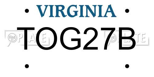 TOG27B Virginia License Plate