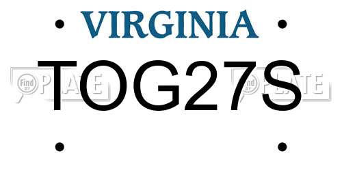 TOG27S Virginia License Plate