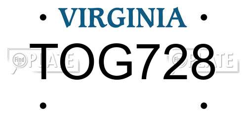 TOG728 Virginia License Plate