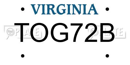 TOG72B Virginia License Plate