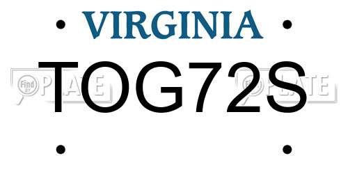 TOG72S Virginia License Plate