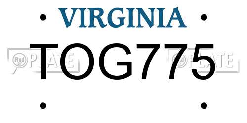 TOG775 Virginia License Plate